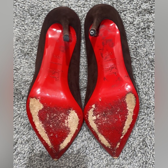 Christian Louboutin Suede Dark Brown Plum So Kate Pointed Pumps 38.5 8.5 - Picture 6 of 7